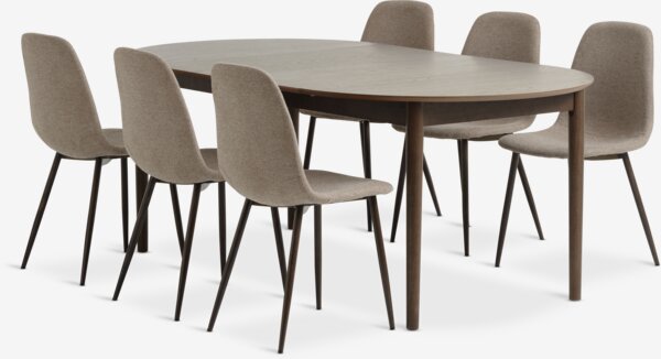 MARSTRAND D110 table dark oak + 4 JONSTRUP chairs beige