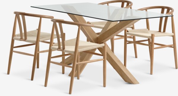 AGERBY L160 table oak + 4 GUDERUP chairs oak/natural