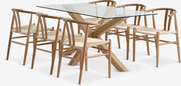 AGERBY L160 table oak + 4 GUDERUP chairs oak/natural