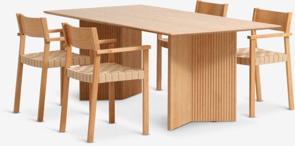 VESTERBORG L200 table oak + 4 VADEHAVET chairs oak