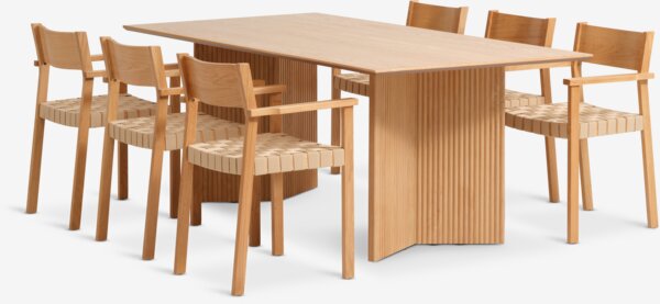 VESTERBORG L200 table oak + 4 VADEHAVET chairs oak