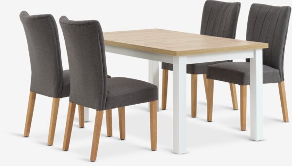 MARKSKEL L150/193 table + 4 NORDRUP chairs grey