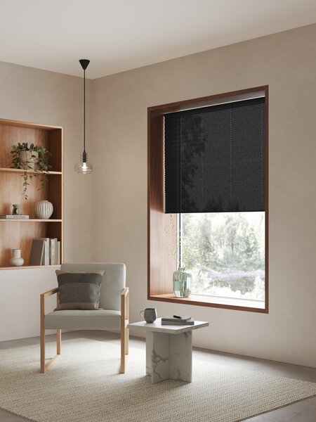 Plisségardin ENDELAVE 140x160cm svart trådløs