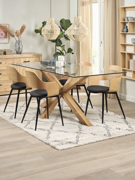 Table AGERBY L190 chêne + 4 chaises HVIDOVRE chêne/noir