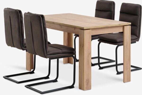 LINTRUP L140 table oak + 4 ULSTRUP chairs anthracite