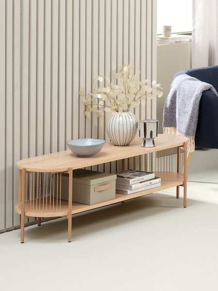 TV bench SNESLEV 1 shelf oak colour