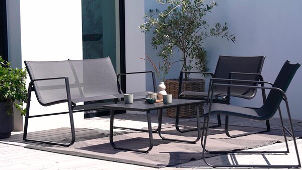 Set lounge HORNSLET 4 posti nero