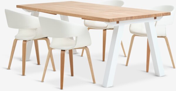 SKAGEN tavolo L200 cm + 4 HOLSTEBRO bianco