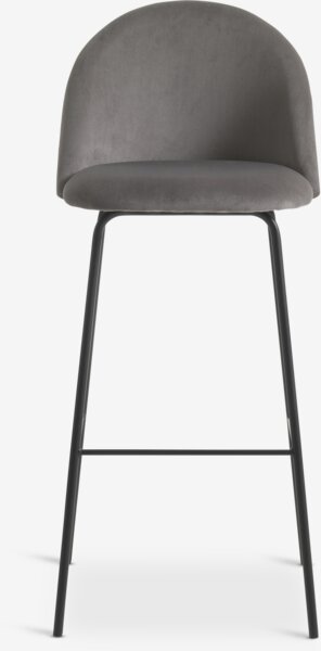 Bar stool GRINDSTED velvet grey/black