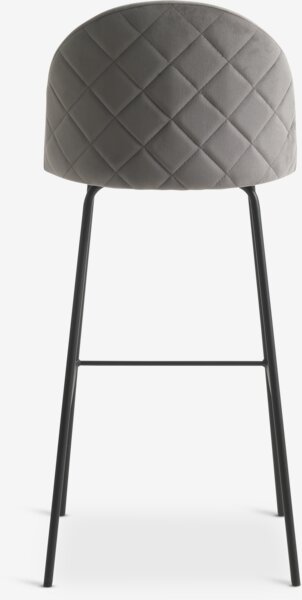 Bar stool GRINDSTED velvet grey/black