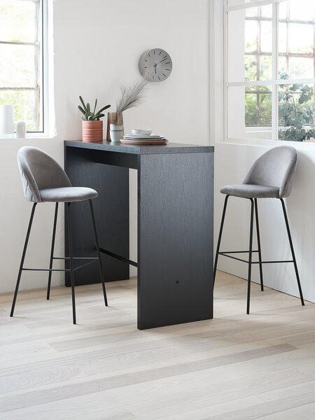 Bar stool GRINDSTED velvet grey/black