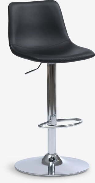 Bar stool BROAGER black faux leather/chrome