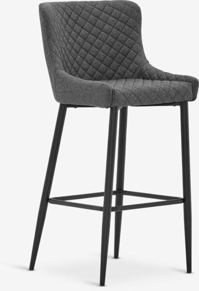 Sgabello bar PEBRINGE schienale tessuto grigio/nero