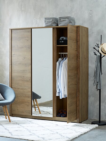 Wardrobe VEDDE 167x197 w/mirror wild oak