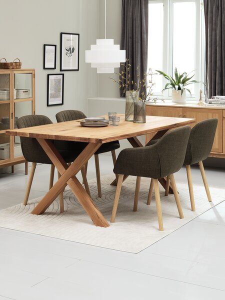 GRIBSKOV L180 table oak + 4 ADSLEV chairs olive