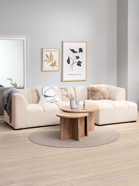 Divano ALLESE con chaise longue a destra tessuto beige