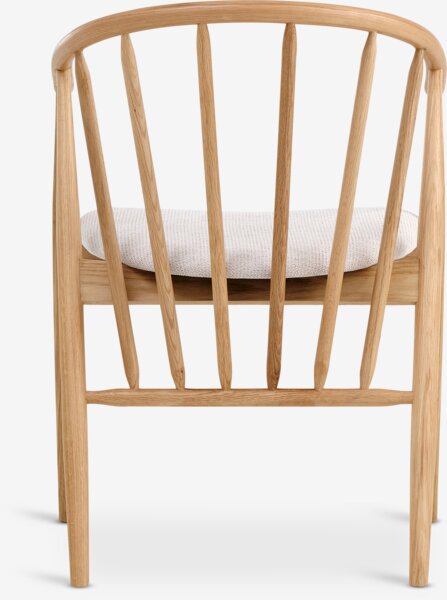 Dining chair LYKSBORG natural oak/off-white fabric