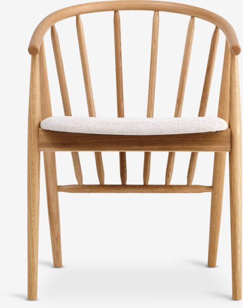 Dining chair LYKSBORG natural oak/off-white fabric