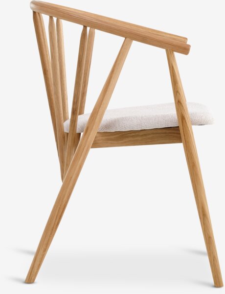 Dining chair LYKSBORG natural oak/off-white fabric