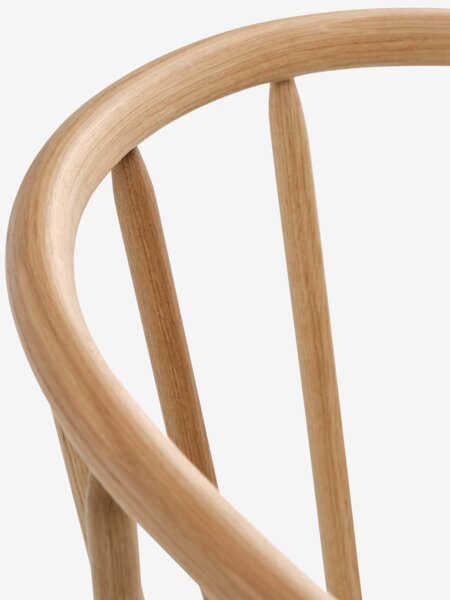 Dining chair LYKSBORG natural oak/off-white fabric