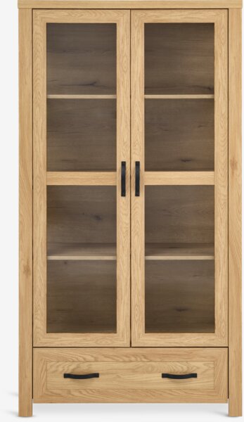 Display cabinet JUNGEN 2 doors 1 drawer warm oak colour