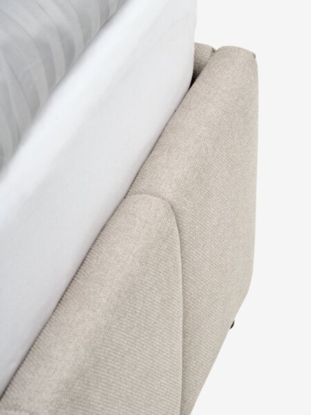 Bed frame VEMMELEV 135x190 beige fabric