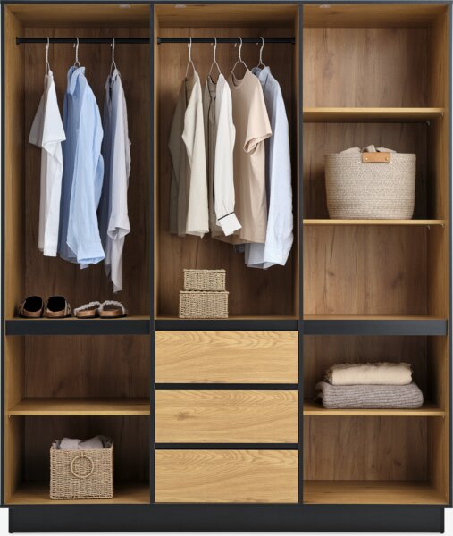 Wardrobe ODENSE 179x210 5 doors 3 draw. warm oak colour