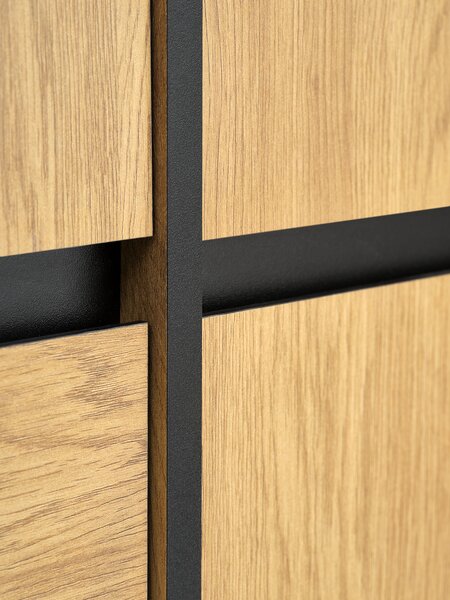 Wardrobe ODENSE 179x210 5 doors 3 draw. warm oak colour