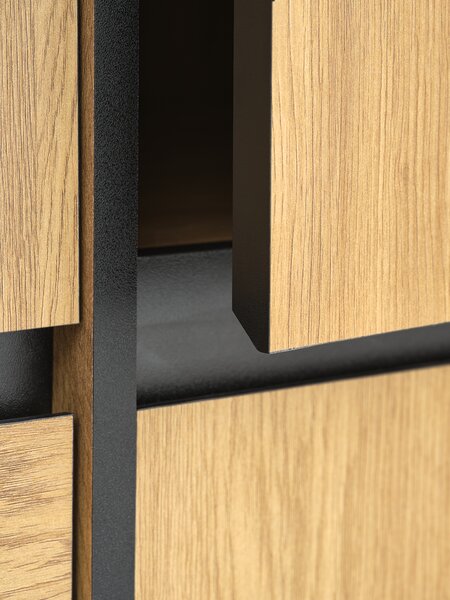 Wardrobe ODENSE 179x210 5 doors 3 draw. warm oak colour