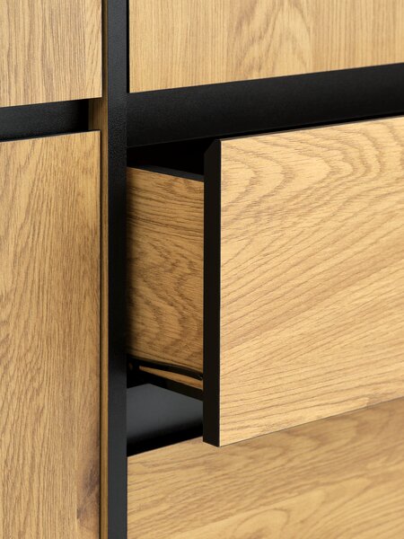 Wardrobe ODENSE 179x210 5 doors 3 draw. warm oak colour