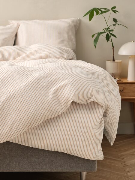Seersucker duvet cover set STINNE 200x220 white/latte