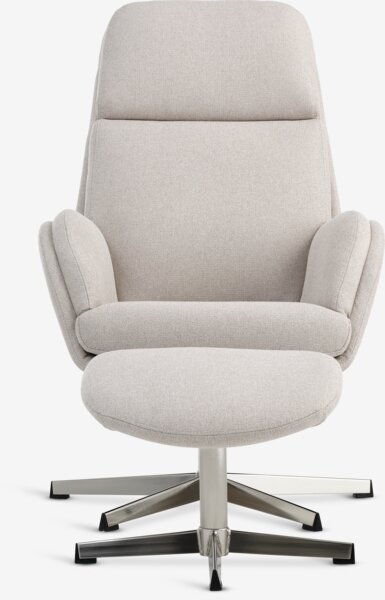 Standenstoel m/voetenbank TANKEDAL beige stof/chroom