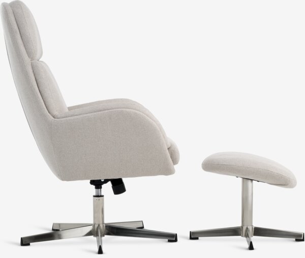 Standenstoel m/voetenbank TANKEDAL beige stof/chroom