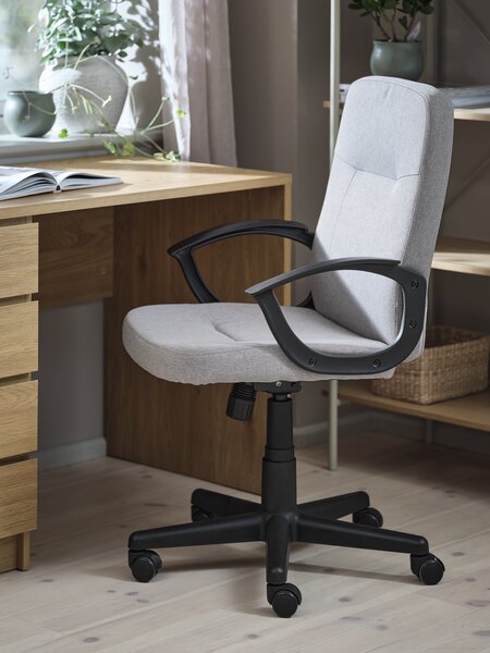 Chaise de bureau professionnelle NIMTOFTE tissu gris/noir