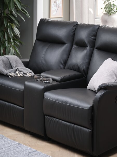 Console ABILDSKOV centre w/storage black faux leather