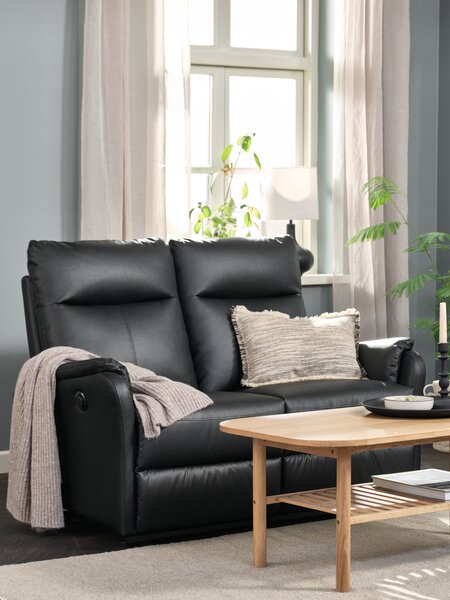 Sofa ABILDSKOV 2 seater electric black faux leather