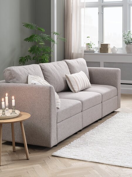 Sofa modułowa OKSBY 3-miej. ze schowkiem tkanina piaskowy