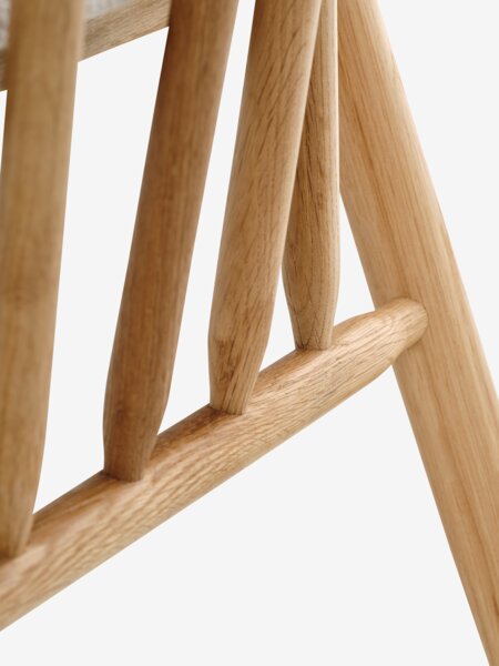 Dining chair LYKSBORG natural oak/off-white fabric