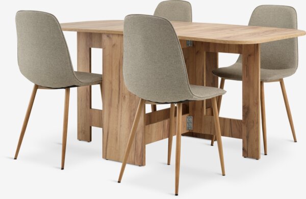 ALLING L100/163 table oak + 4 BISTRUP chairs sand