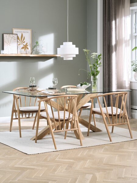 Mesa AGERBY L190 roble natural + 4 sillas LYKSBORG roble