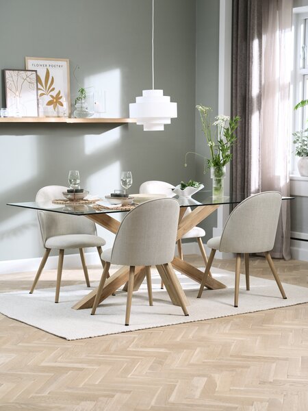 AGERBY L190 table oak + 4 THORUP chairs beige/oak
