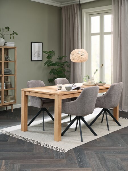 HAGE Tavolo L190 cm rovere + 4 ROSTRUP Sedie sabbia/nero