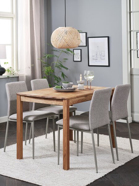 JEGERUP L115 Tisch eiche + 4 BRANDE Stühle beige