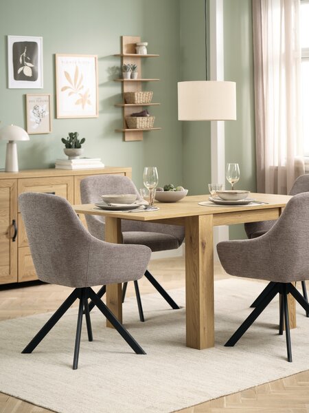 JUNGEN L80/160 table warm oak + 4 ROSTRUP chairs sand