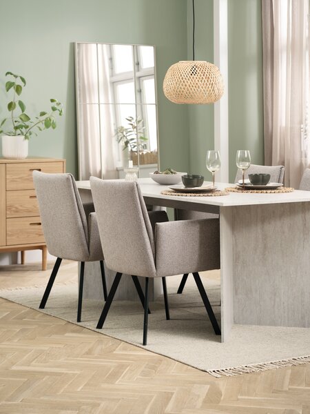 KRONDAL L180 table travertine + 4 GJESING beige/black