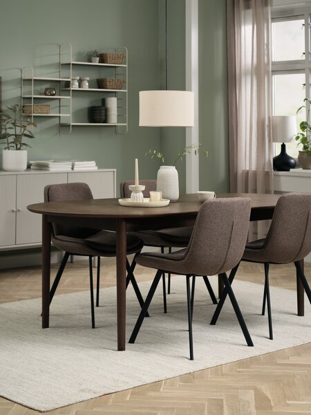 MARSTRAND L200 tafel donker eiken + 4 MELBY lichtbruin
