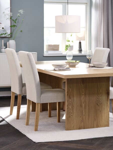 MUNKEBY L220 Tisch eiche + 4 TUREBY Stühle beige