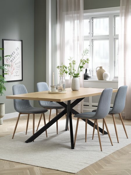 NORTOFT Tavolo L200 rovere + 4 JONSTRUP Sedie blu chiaro