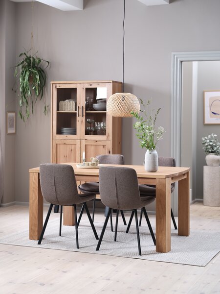 OLDE L160 Tisch eiche + 4 MELBY Stühle hellbraun/schwarz