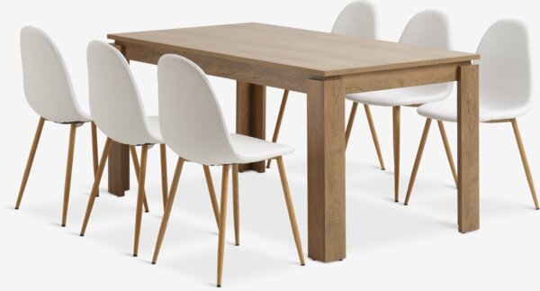 VEDDE Tavolo L160 cm rov.selv+ 4 TINGLEV Sedie bianco/rovere